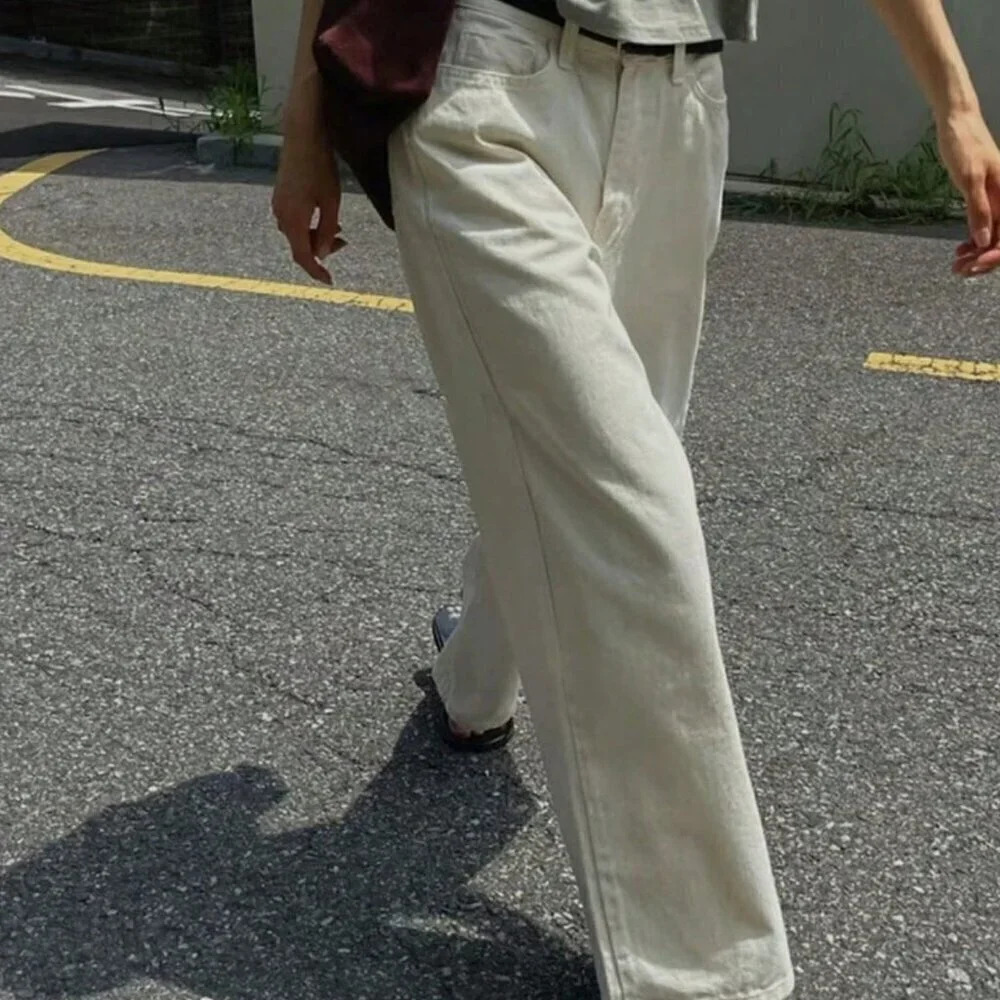 Beige Casual Women's Denim Jeans - Picture 4 of 4